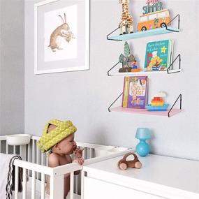 img 2 attached to 📚 Labcosi 3 Pack Kids Wall Shelves: Colorful Floating Shelves for Nursery, Bedroom, and Play Room. Storage Solution for Books, Stuffed Toys, and Nursery Décor in Off-White, Baby Blue, and Pink Shades