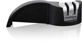 img 3 attached to Chef'sChoice Hone Manual Knife Sharpener - Serrated & Straight Knives, Diamond Abrasives, Easy & Secure Grip, Compact Design, 2-Stage, Black