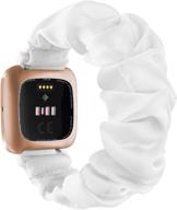 💁 stylish scrunchie bands: soft cloth elastic replacements for fitbit versa smart watch logo