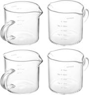 🥛 yarlung 4 pack glass measuring cups: double spouts, shot glasses triple pitcher for milk, espresso, coffee - graduated 75ml / 2.5 oz logo