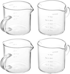 img 4 attached to 🥛 Yarlung 4 Pack Glass Measuring Cups: Double Spouts, Shot Glasses Triple Pitcher for Milk, Espresso, Coffee - Graduated 75ml / 2.5 Oz