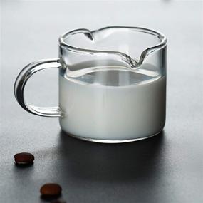 img 2 attached to 🥛 Yarlung 4 Pack Glass Measuring Cups: Double Spouts, Shot Glasses Triple Pitcher for Milk, Espresso, Coffee - Graduated 75ml / 2.5 Oz