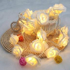 img 3 attached to 🌹 Echosari 20LED Warm White Rose Flower Fairy String Lights with Built-in Auto Timer: Perfect for Valentine's, Wedding & Indoor Decoration