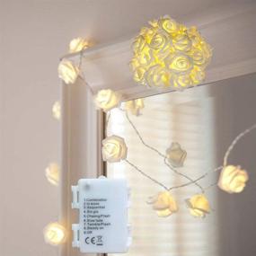img 4 attached to 🌹 Echosari 20LED Warm White Rose Flower Fairy String Lights with Built-in Auto Timer: Perfect for Valentine's, Wedding & Indoor Decoration