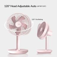 ❄️ jisulife usb desk fan - rechargeable oscillating table fan [up to 32 working hours] 8000mah battery operated portable small desktop fan, mini air circulator - ultra quiet for home office bedroom dorm, pink logo