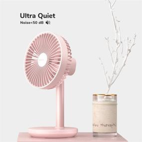 img 1 attached to ❄️ JISULIFE USB Desk Fan - Rechargeable Oscillating Table Fan [Up to 32 Working Hours] 8000mAh Battery Operated Portable Small Desktop Fan, Mini Air Circulator - Ultra Quiet for Home Office Bedroom Dorm, Pink
