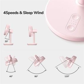 img 2 attached to ❄️ JISULIFE USB Desk Fan - Rechargeable Oscillating Table Fan [Up to 32 Working Hours] 8000mAh Battery Operated Portable Small Desktop Fan, Mini Air Circulator - Ultra Quiet for Home Office Bedroom Dorm, Pink