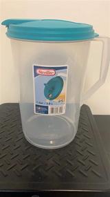 img 2 attached to Sterilite 0488 One-Gallon Round Pitcher: Clear Base with Teal Lid & Tab, Top-Notch Quality