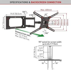 img 1 attached to Barkan 4400.B Полнофункциональная артикуляционная настенная панель для телевизора - подходит для плоских / изогнутых экранов диагональю 13-80 дюймов, выдерживает до 110 фунтов, патентованная технология, металлический черный цвет.