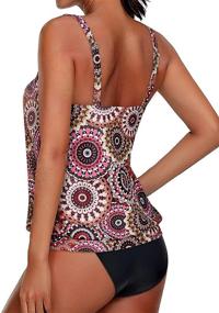 img 1 attached to Modest Two-Piece Tankini Swimwear for Women - Yonique Blouson Style with Loose Fit Bathing Suit