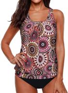modest two-piece tankini swimwear for women - yonique blouson style with loose fit bathing suit logo