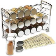 🌶️ chrome spice rack stand holder with 18 bottles, 48 labels - decobros logo