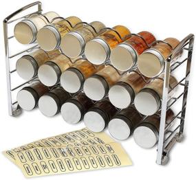 img 1 attached to 🌶️ Chrome Spice Rack Stand Holder with 18 Bottles, 48 Labels - DecoBros