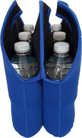 img 2 attached to 🍺 Cold Cache Neoprene Bottle Can Cooler - Insulated 6 Pack Tote for Convenient Transport & Beverage Storage, Lightweight, Machine Washable, Stain Resistant, Flat Storage (Blue)