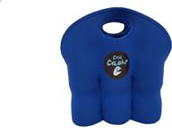 🍺 cold cache neoprene bottle can cooler - insulated 6 pack tote for convenient transport & beverage storage, lightweight, machine washable, stain resistant, flat storage (blue) логотип