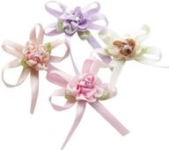 🎀 chenkou craft 20pcs satin ribbon flowers bow with leaf rhinestone wedding sewing appliques craft diy - ribbon bow(a0269) logo