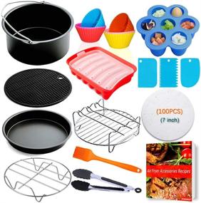 img 4 attached to 7-inch Air Fryer Accessories for Ninja Gowise Cosori Phillips Nuwave 🍳 - Fits 3.2QT, 3.7QT-4.2QT Air Fryer, Nonstick Coating, Dishwasher Safe - Includes Cookbook
