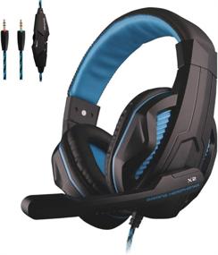 img 4 attached to 🎧 Megadream Over-Ear Stereo Gaming Headphone: 3.5mm Wired Headset with Noise Cancelling Mic – Ideal for Laptop, PC, and Call Center Use (Black+Blue)