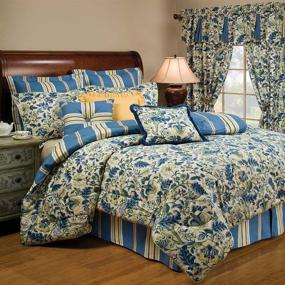 img 2 attached to 🌺 Waverly Imperial Dress Modern Farmhouse Floral Reversible Comforter Set - King Size Porcelain - 4-Piece Luxurious Bedding Ensemble