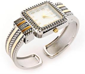 img 1 attached to Stylish Women's Bangle Cuff Watch with 2Tone Western Design - Square Face Decoration