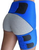 compression hip brace - support for hamstring thigh - relieves sciatica pain - ideal wrap for hip flexor strain, groin pull, si joint, arthritis, bursitis, and sciatic nerve - suitable for men and women (blue) логотип