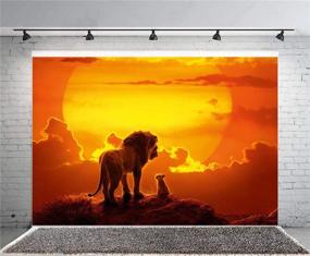 img 1 attached to 🦁 LELEZ 7X5FT Cartoon Lion King Backdrop: Forest Jungle Safari Sunset Dusk Background for Photography, Baby Shower, Child Kids Birthday Party, Photo Booth - TVV011