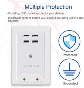 img 1 attached to 🔌 AUOPLUS Multi Plug Outlet Extender with USB - Surge Protector Power Strip for Travel, Home, Office - White, ETL Listed