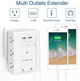 img 3 attached to 🔌 AUOPLUS Multi Plug Outlet Extender with USB - Surge Protector Power Strip for Travel, Home, Office - White, ETL Listed