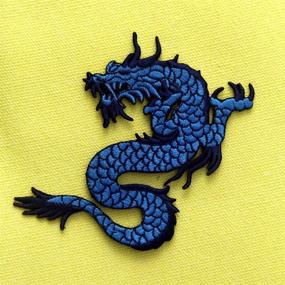 img 1 attached to 🐉 Blue Dragon Embroidered Applique Patch: Iron On & Sew On for Stunning Customizations