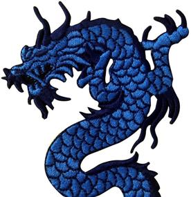 img 3 attached to 🐉 Blue Dragon Embroidered Applique Patch: Iron On & Sew On for Stunning Customizations