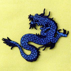 img 2 attached to 🐉 Blue Dragon Embroidered Applique Patch: Iron On & Sew On for Stunning Customizations