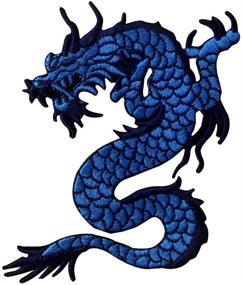 img 4 attached to 🐉 Blue Dragon Embroidered Applique Patch: Iron On & Sew On for Stunning Customizations