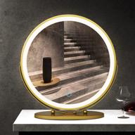 💄 vlsrka makeup mirror: high-definition large round vanity mirror with lights, 3 lighting modes, touch control, 360° rotation - perfect for bedroom table (gold) logo