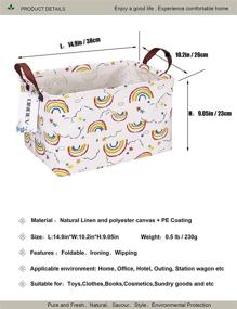 img 3 attached to 🌈 Rectangular Fabric Storage Box, Decorative Basket, and Finishing Basket with Handle for Clothes, Books, and Sundries (Rainbow) - ONOEV