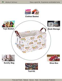 img 2 attached to 🌈 Rectangular Fabric Storage Box, Decorative Basket, and Finishing Basket with Handle for Clothes, Books, and Sundries (Rainbow) - ONOEV