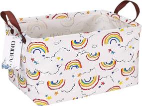 img 4 attached to 🌈 Rectangular Fabric Storage Box, Decorative Basket, and Finishing Basket with Handle for Clothes, Books, and Sundries (Rainbow) - ONOEV