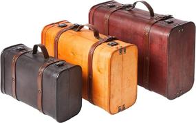 img 4 attached to 🧳 Vintage Style Luggage Suitcase/Trunk, Set of 3 - Vintiquewise QI003068.3 3-Colored