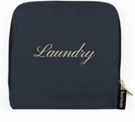 🧳 travel fanatics travel essentials: waterproof laundry bag for dirty clothes with zipper and drawstring – navy blue travel accessories logo