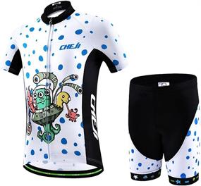 img 4 attached to 🚴 Premium Big Girls 3D Padded Cycling Jersey Set with Short Sleeves and Shorts