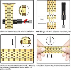 img 1 attached to 📿 MioHHR Улучшенная версия металлических браслетов - твердые нержавеющие стальные ремешки для замены наручных часов, совместимые с Apple Watch Series 6/5/4/3/2/1, iWatch SE - 38/40/42/44мм
