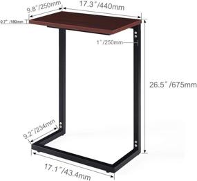 img 1 attached to 🌞 Mahogany Sunon Side End Table - 26.5 Inch Height, C Shape Snack Table for Home and Office