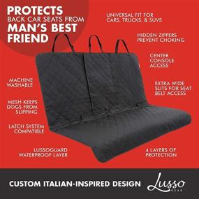 img 3 attached to 🐾 LUSSO GEAR 100% Waterproof Dog Car Seat Cover for Back Seat - Protects Against Scratches, Mud, Shedding, and More | Non-Slip, Secure Fit for All Cars, Trucks & SUVs