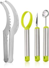 img 4 attached to 🍉 Gayisic Watermelon Slicer Cutter Set - Fruit Carving Knife Kit, Stainless Steel Fruit Corer Cutter for Ice Cream Melon Slicing