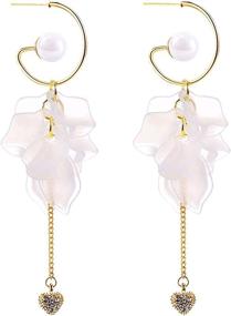 img 4 attached to 🌸 Bohemian Resin Acrylic Petals Dangle Earrings - Handmade, Lightweight, Long Drop, Tiered Flower Earrings for Women and Girls – Exaggerated Floral Tassel Statement Jewelry Gifts