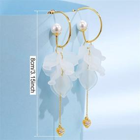 img 3 attached to 🌸 Bohemian Resin Acrylic Petals Dangle Earrings - Handmade, Lightweight, Long Drop, Tiered Flower Earrings for Women and Girls – Exaggerated Floral Tassel Statement Jewelry Gifts