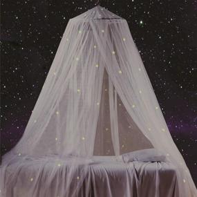 img 4 attached to Fluorescent Star Glow-in-the-Dark Bed Canopy for Baby, Kids, Girls, and Adults - Starry Night Mosquito Netting for Baby Cribs, Kid Beds, Girls Beds, or Full Size Beds - Crafted with Fire Retardant Fabric