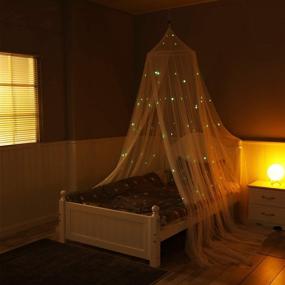 img 2 attached to Fluorescent Star Glow-in-the-Dark Bed Canopy for Baby, Kids, Girls, and Adults - Starry Night Mosquito Netting for Baby Cribs, Kid Beds, Girls Beds, or Full Size Beds - Crafted with Fire Retardant Fabric