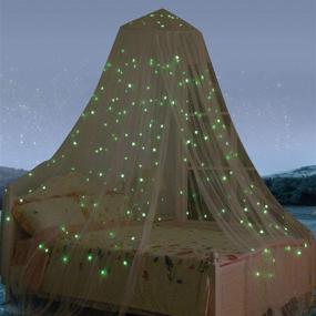 img 3 attached to Fluorescent Star Glow-in-the-Dark Bed Canopy for Baby, Kids, Girls, and Adults - Starry Night Mosquito Netting for Baby Cribs, Kid Beds, Girls Beds, or Full Size Beds - Crafted with Fire Retardant Fabric