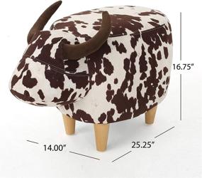 img 2 attached to 🐄 Christopher Knight Home Bessie Patterned Velvet Cow Ottoman: Stylish Brown Milk Cow/Natural Design