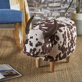 img 3 attached to 🐄 Christopher Knight Home Bessie Patterned Velvet Cow Ottoman: Stylish Brown Milk Cow/Natural Design